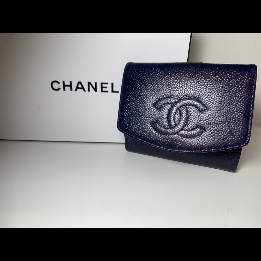 Chanel Navy Blue Leather Wallet